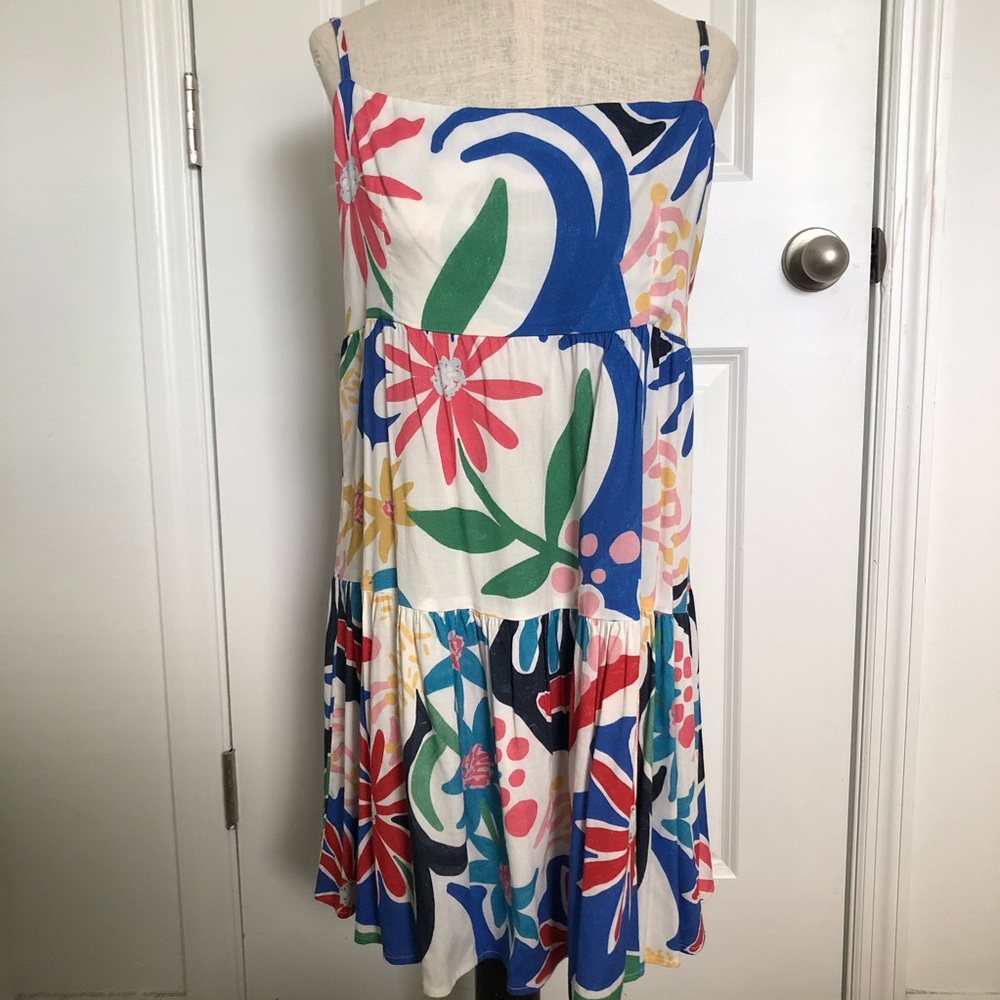 Shore Multicolor Floral Tiered Sundress with Back Tie